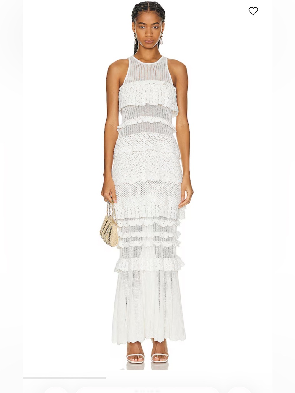 NWT STAUD Sorrento Crochet Knit Tiered Maxi Dress in White Sz L - Picture 7 of 17